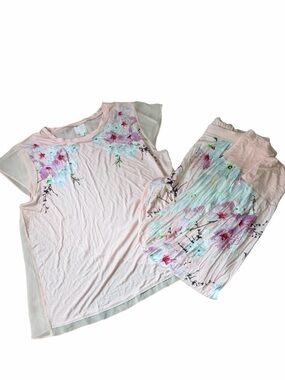 TED BAKER Floral Pink Printed Pants Pajamas Sleep Wear Set Women’s Plus Size 14
